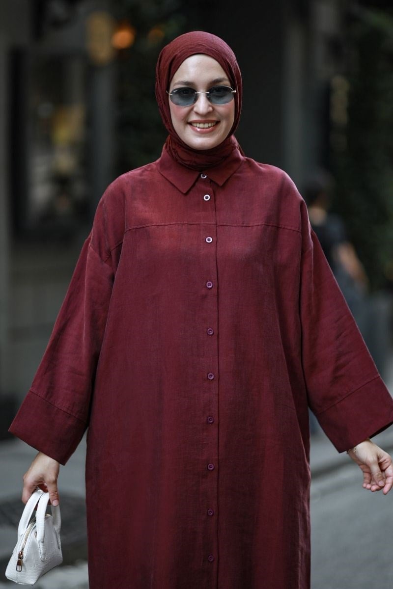 Seyyar Kemerli 120 Cm Tesla Tunik Bordo
