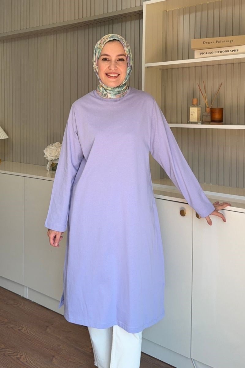 Summer Basic Uzun Tunik Buz Menekşe