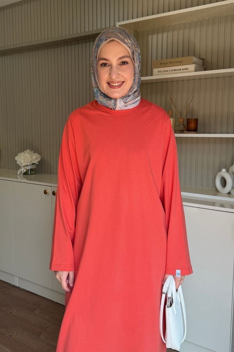 Summer Basic Uzun Tunik Şeftali