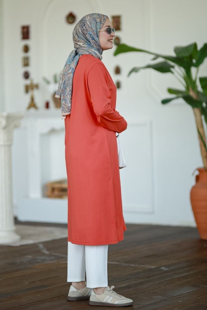Summer Basic Uzun Tunik Şeftali
