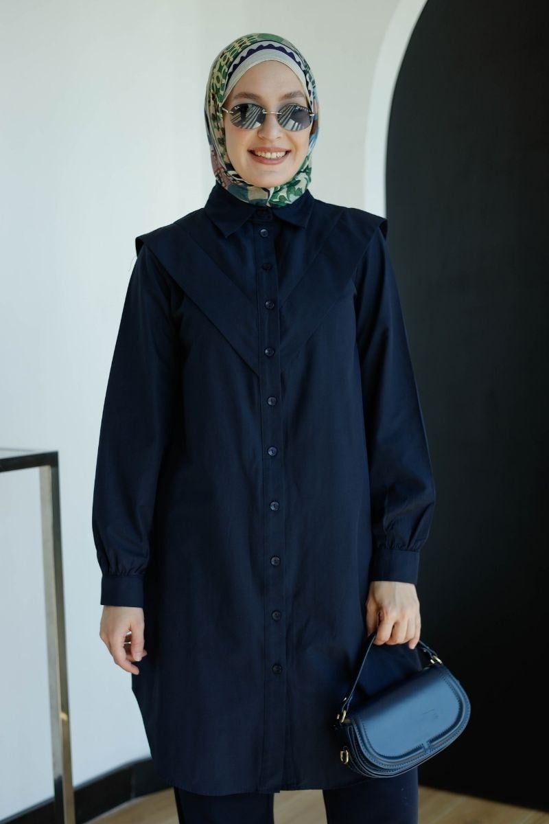 V Allerli Poplin Tunik Lacivert