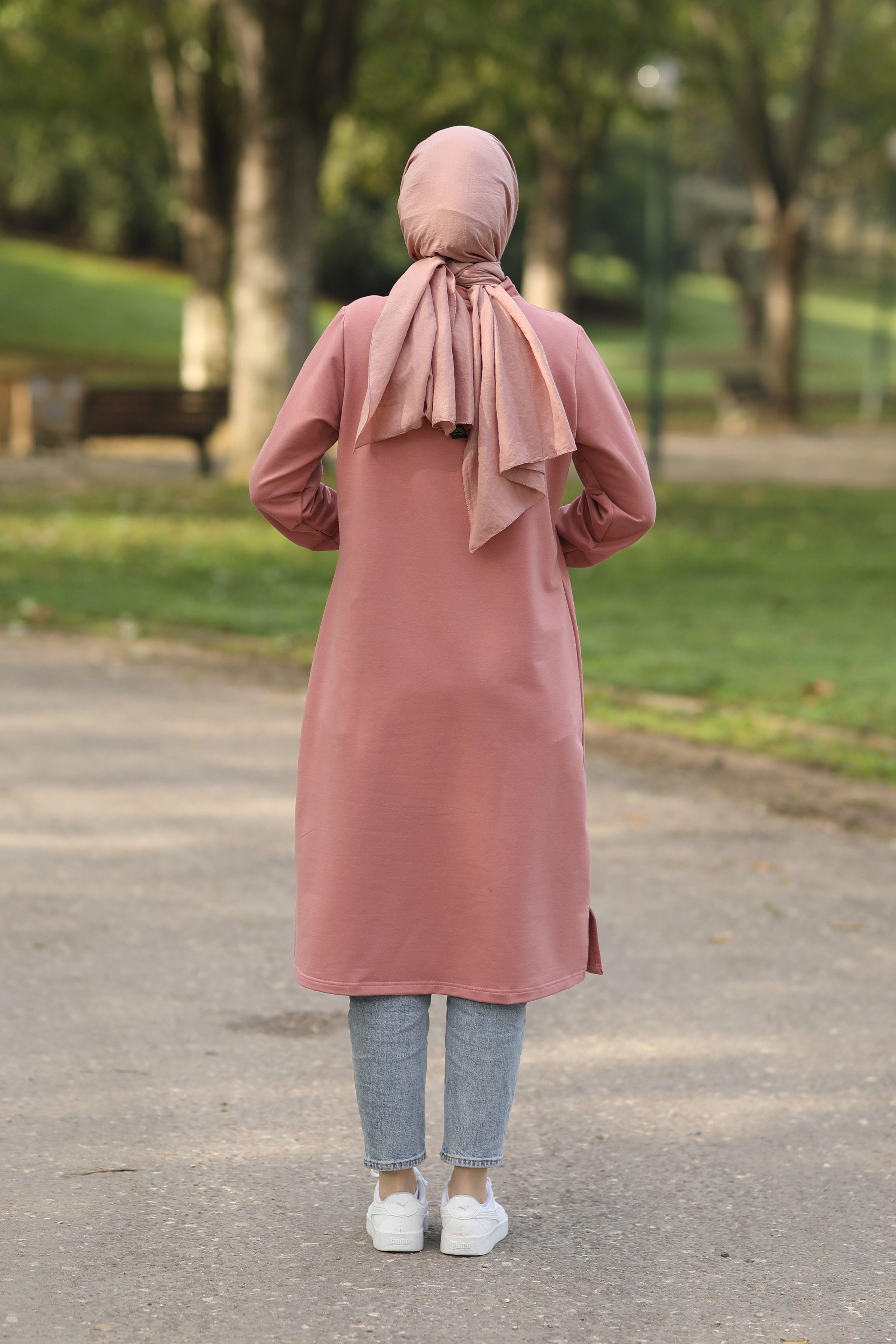 Yarım Fermuarlı Sweat Pembe