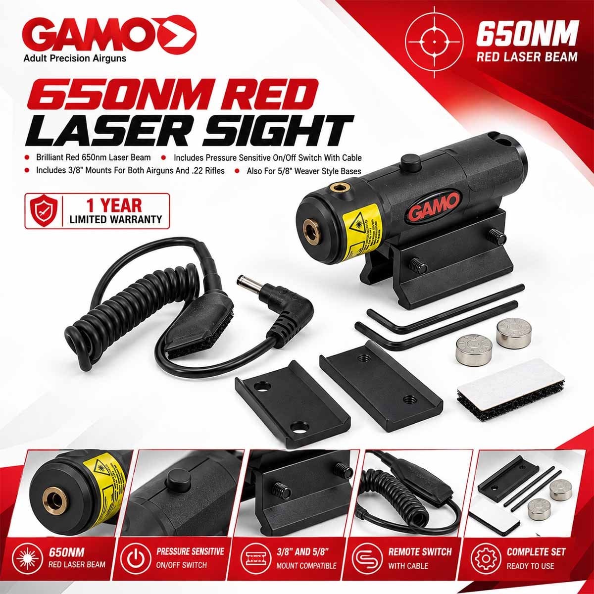 22mm Ray Uyumlu Tabanca ve Tüfek Lazeri 650nm