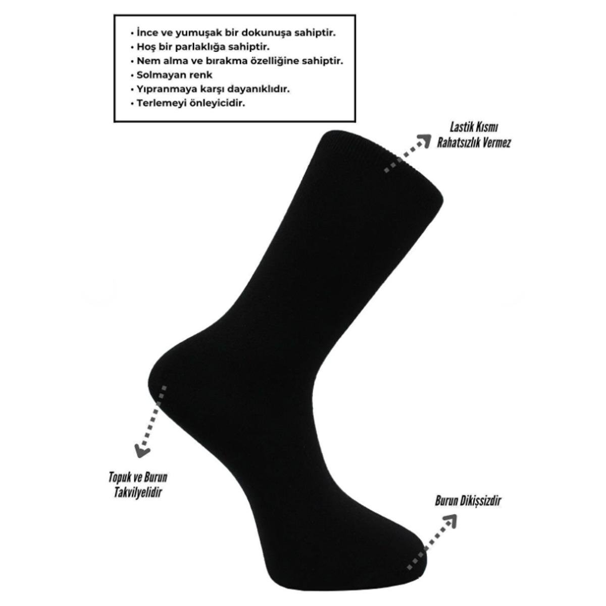 3 Çift Siyah Erkek Dikişsiz Bambu Çorap İnce Model