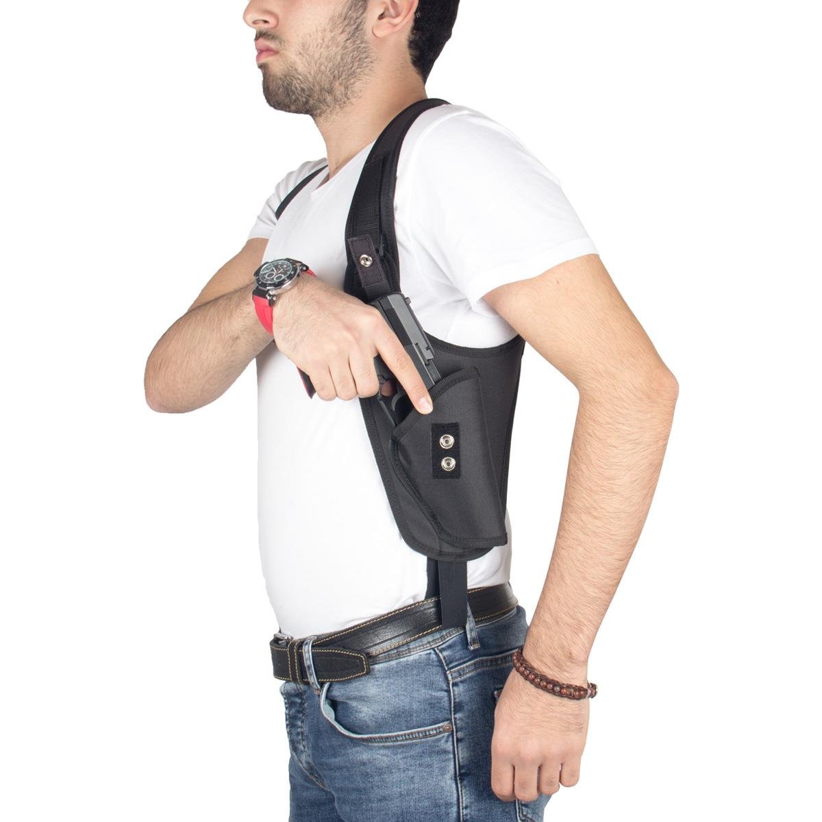 Airsoft Tabanca Kılıfı Universal Tüm Tabancalar İçin Koltukaltı Kumaş Siyah