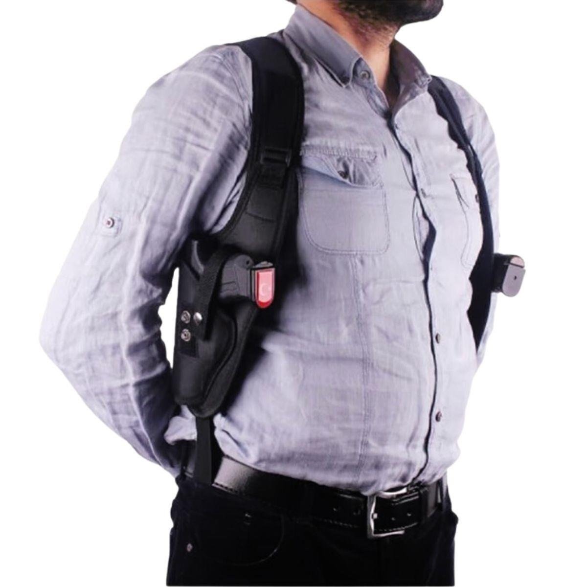 Airsoft Tabanca Kılıfı Universal Tüm Tabancalar İçin Çift Silah Koltukaltı Kumaş Siyah