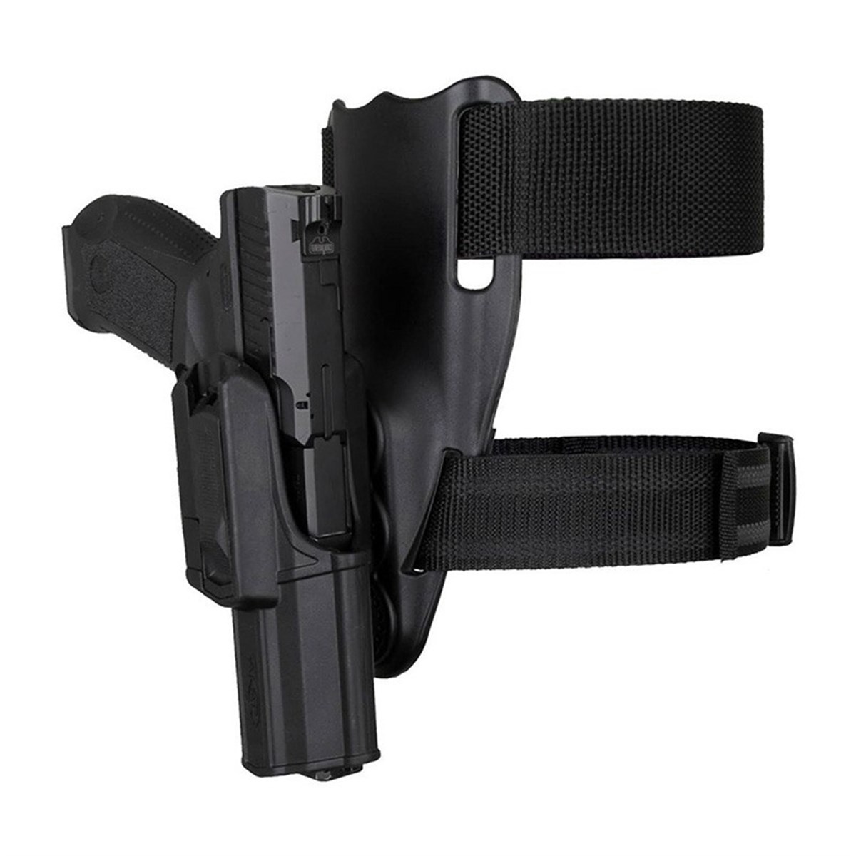 Akar Polimer Glock Alçak Taşıma Bel Bacak Silah Kılıfı - Siyah