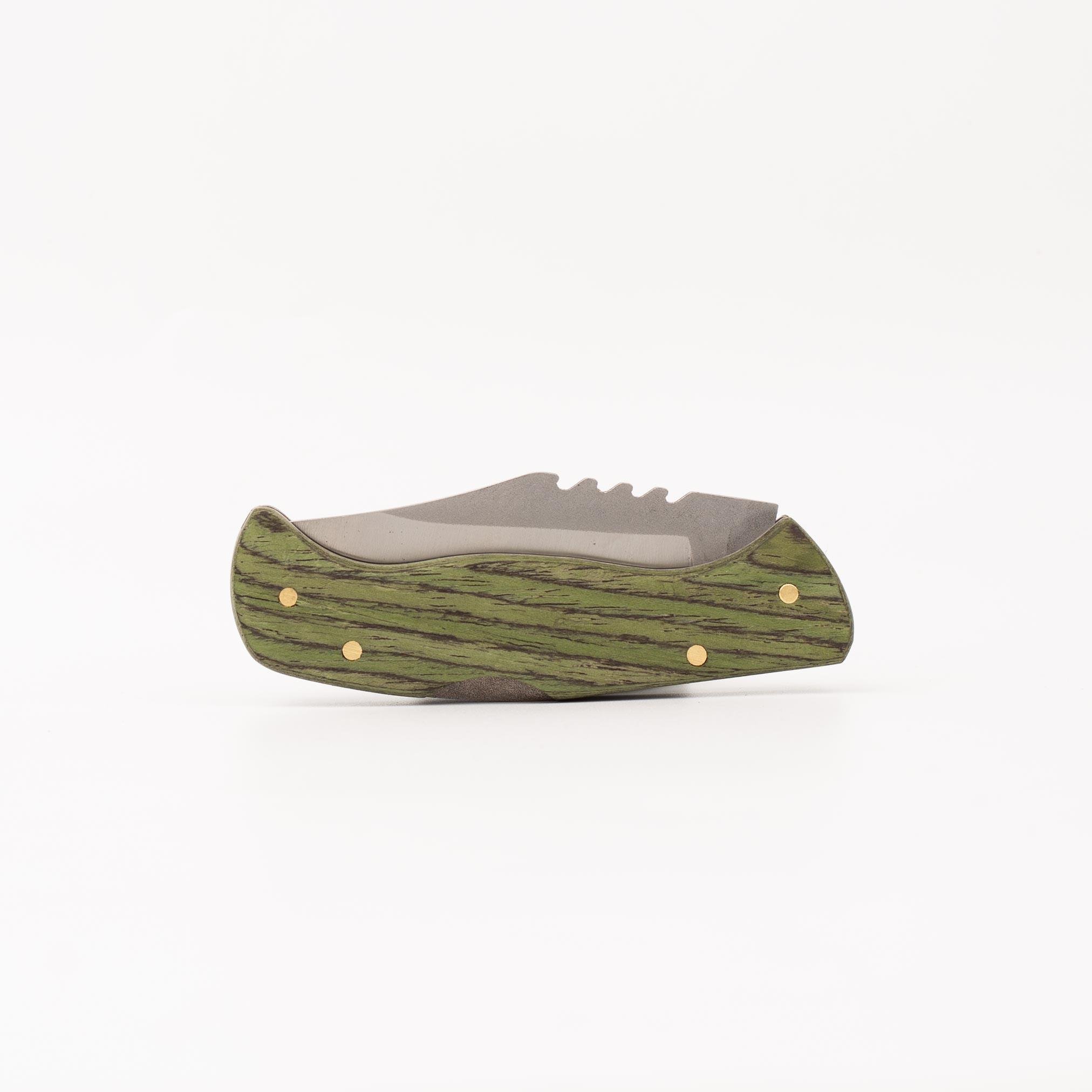 Çakı Katlanır Bıçak 4034 Alman Çelik Kilitli Ağaç Kabze-Yeşil