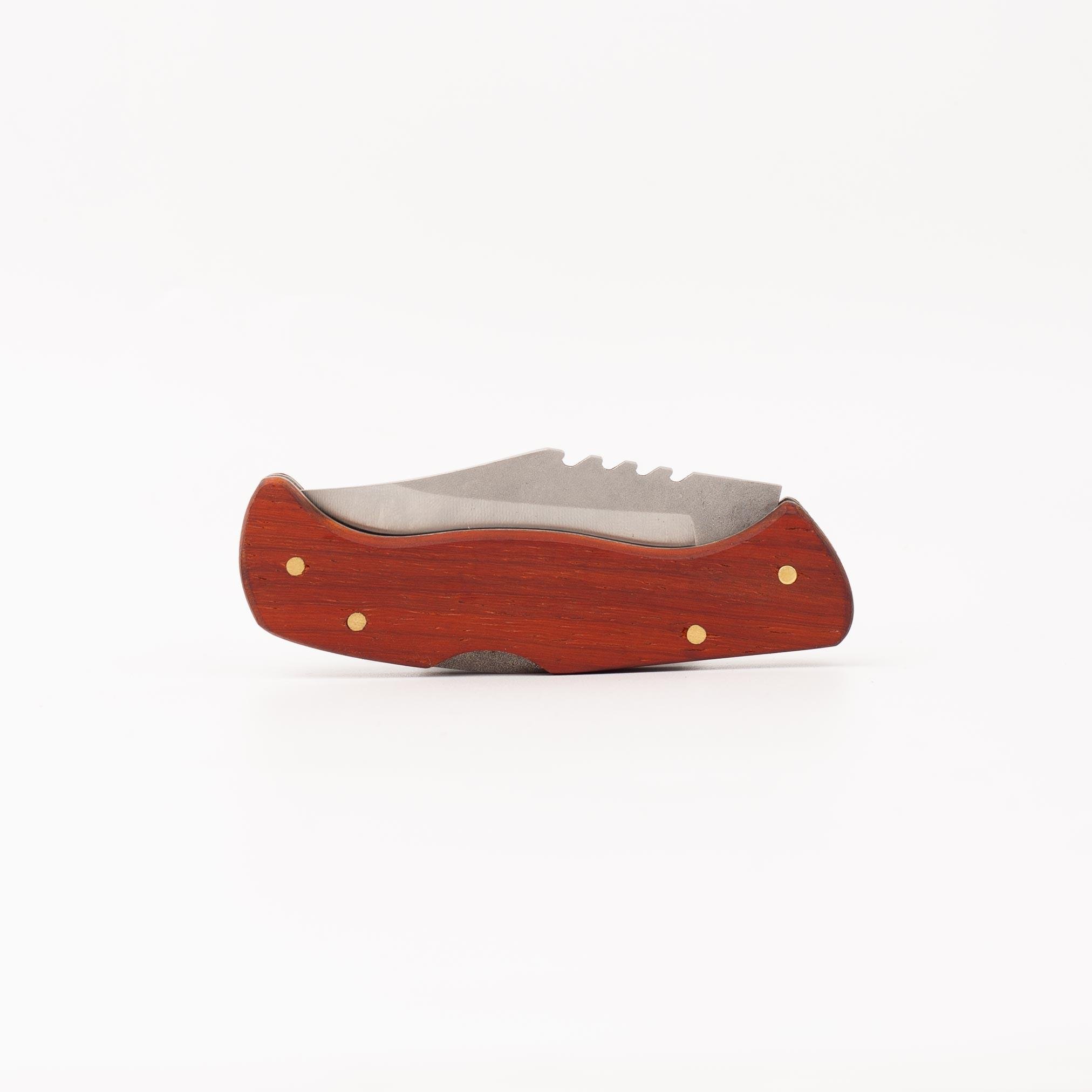 Çakı Katlanır Bıçak 4034 Alman Çelik Kilitli Ağaç Kabze-Kızıl