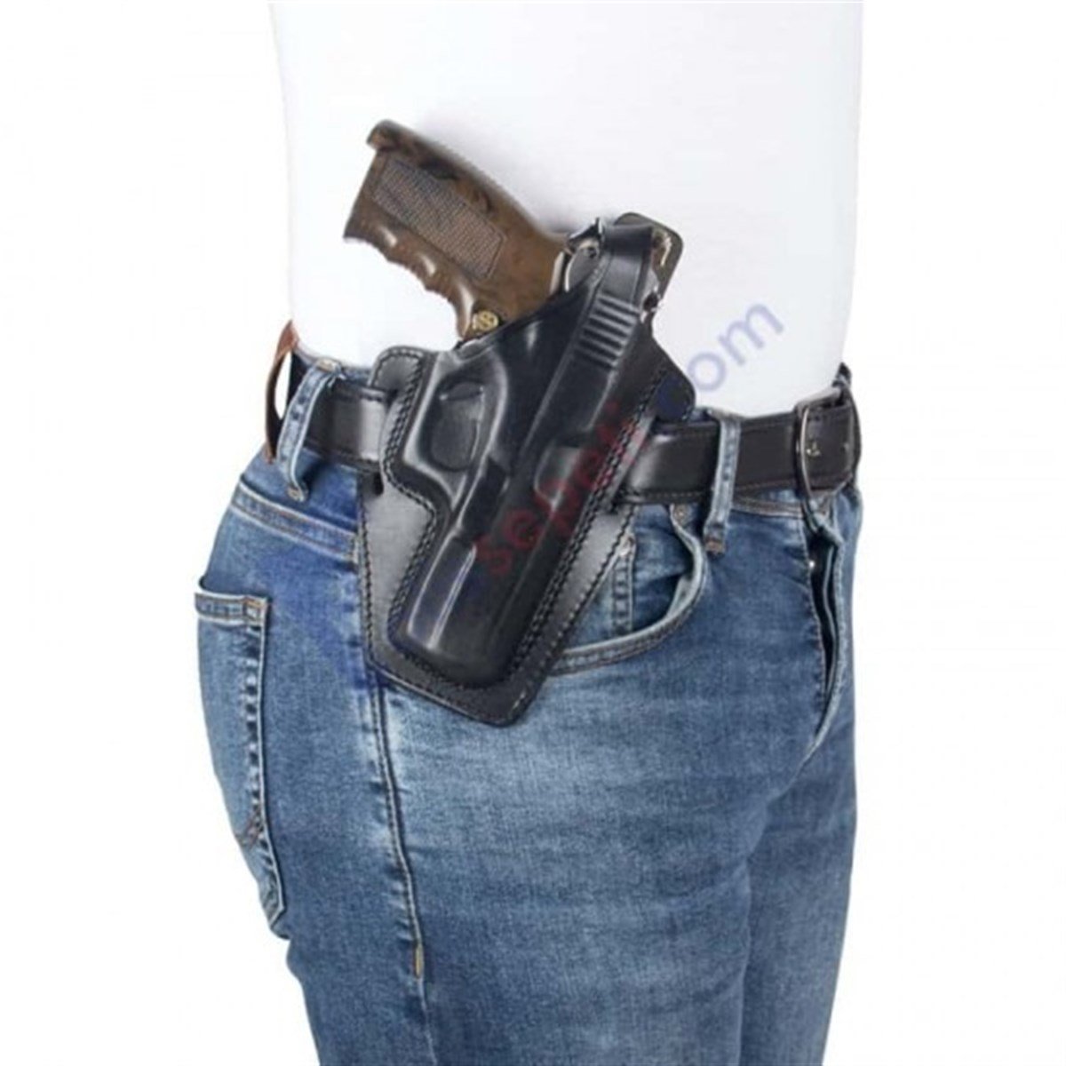 Canik 55 Horozlu Seri Deri Silah Kılıfı Siyah Baskılı Kapalı