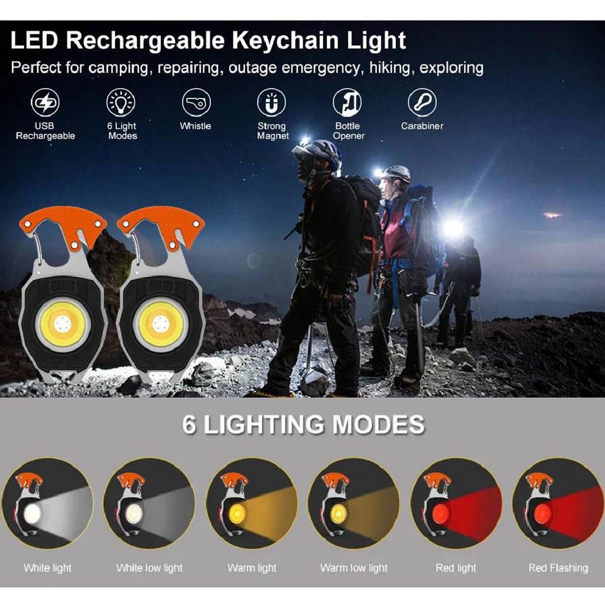 Çok Fonksiyonlu Mini Led Fener Tornavida Düdük Şişe Açacağı Mıknatıslı Anahtarlık