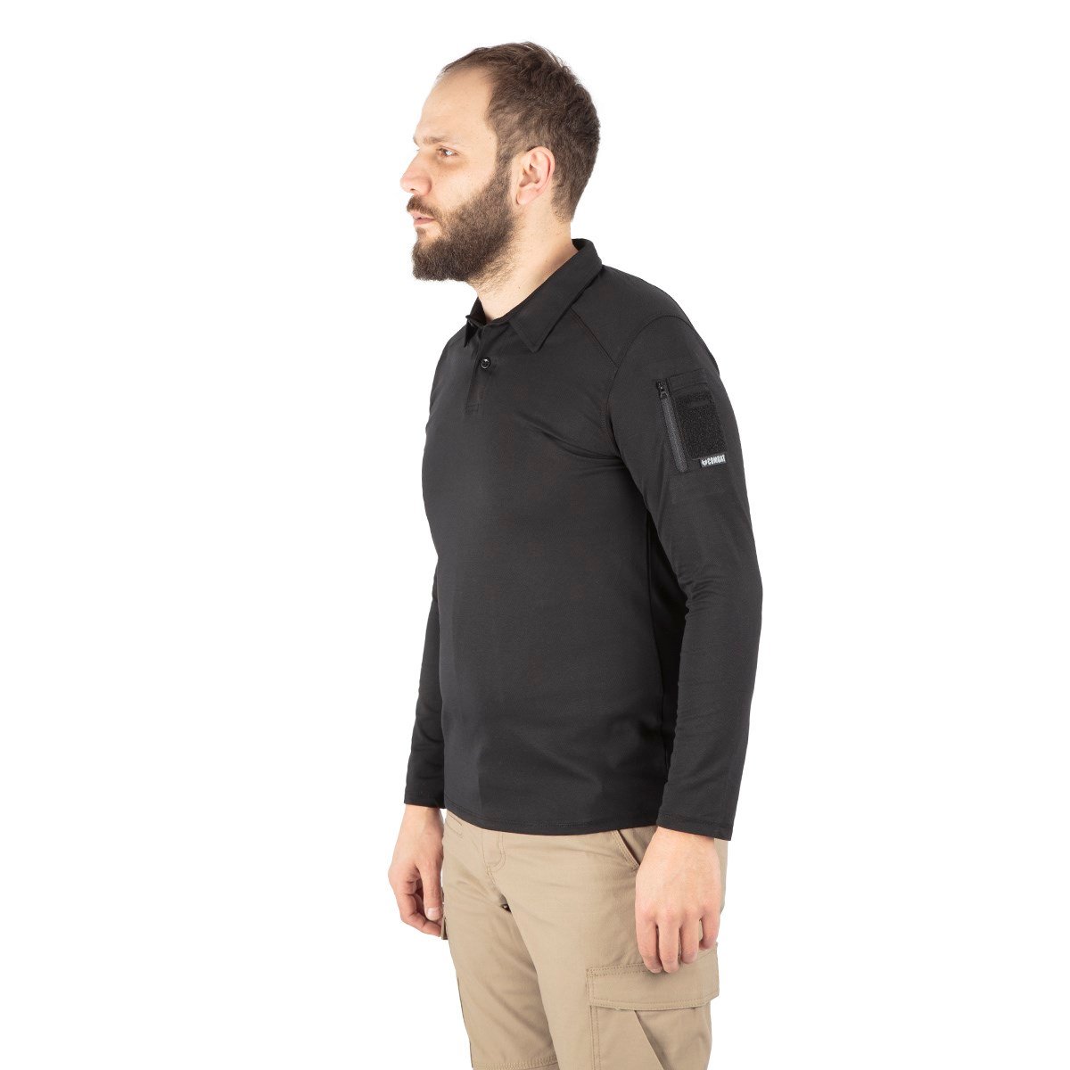 Combat Tactical Polo Yaka Uzun Kollu Taktik Tişört Siyah 802 Pike