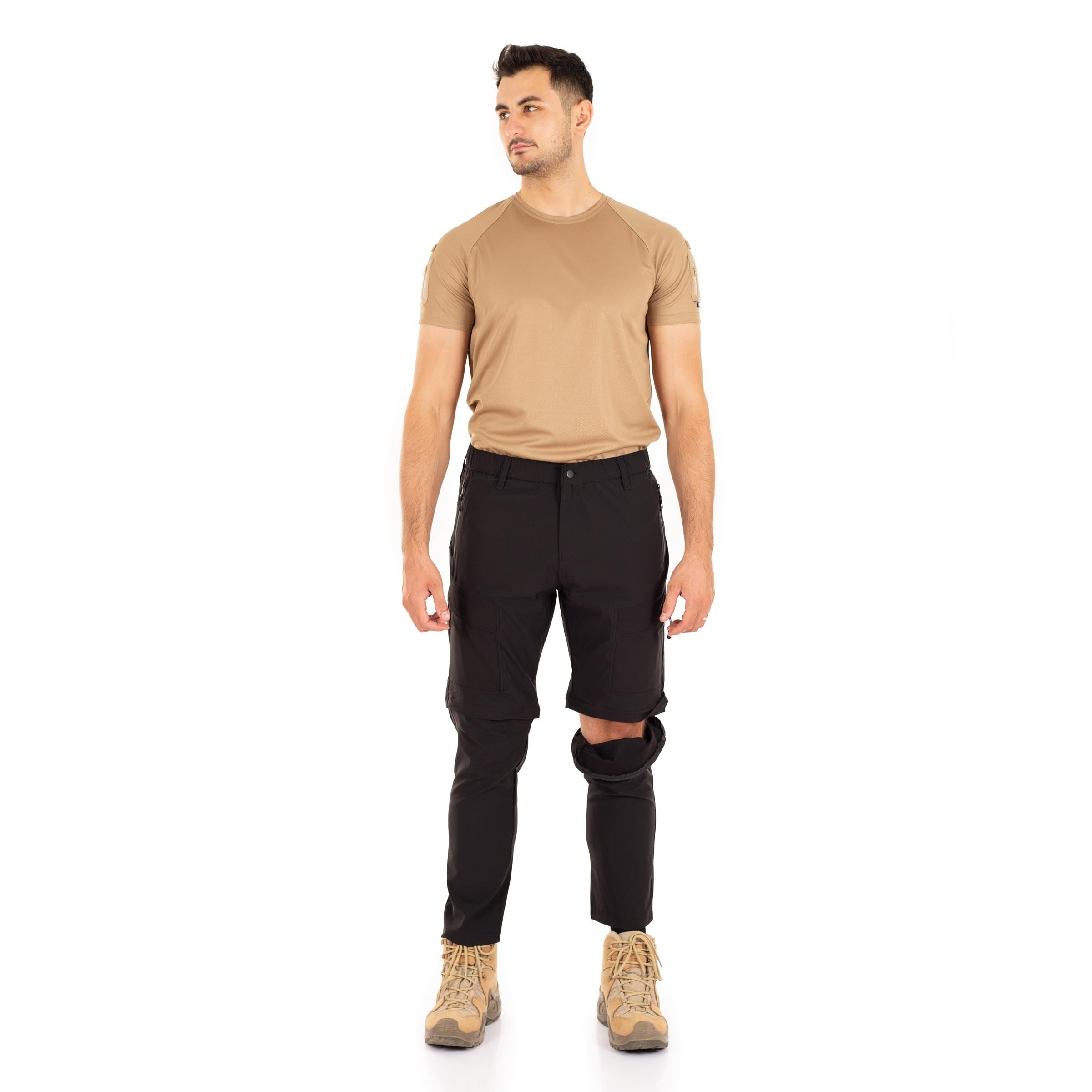 Convert Zip Flex Taktik Pantolon Likralı Esnek Şort Olabilen Model Siyah