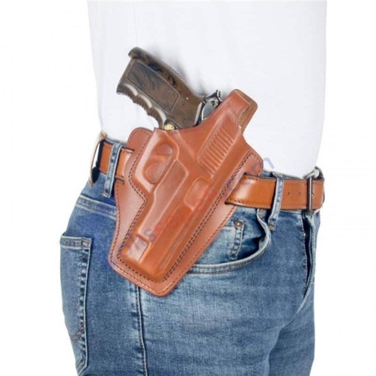 Cz Deri Silah Kılıfı Kahverengi Baskılı Kapalı