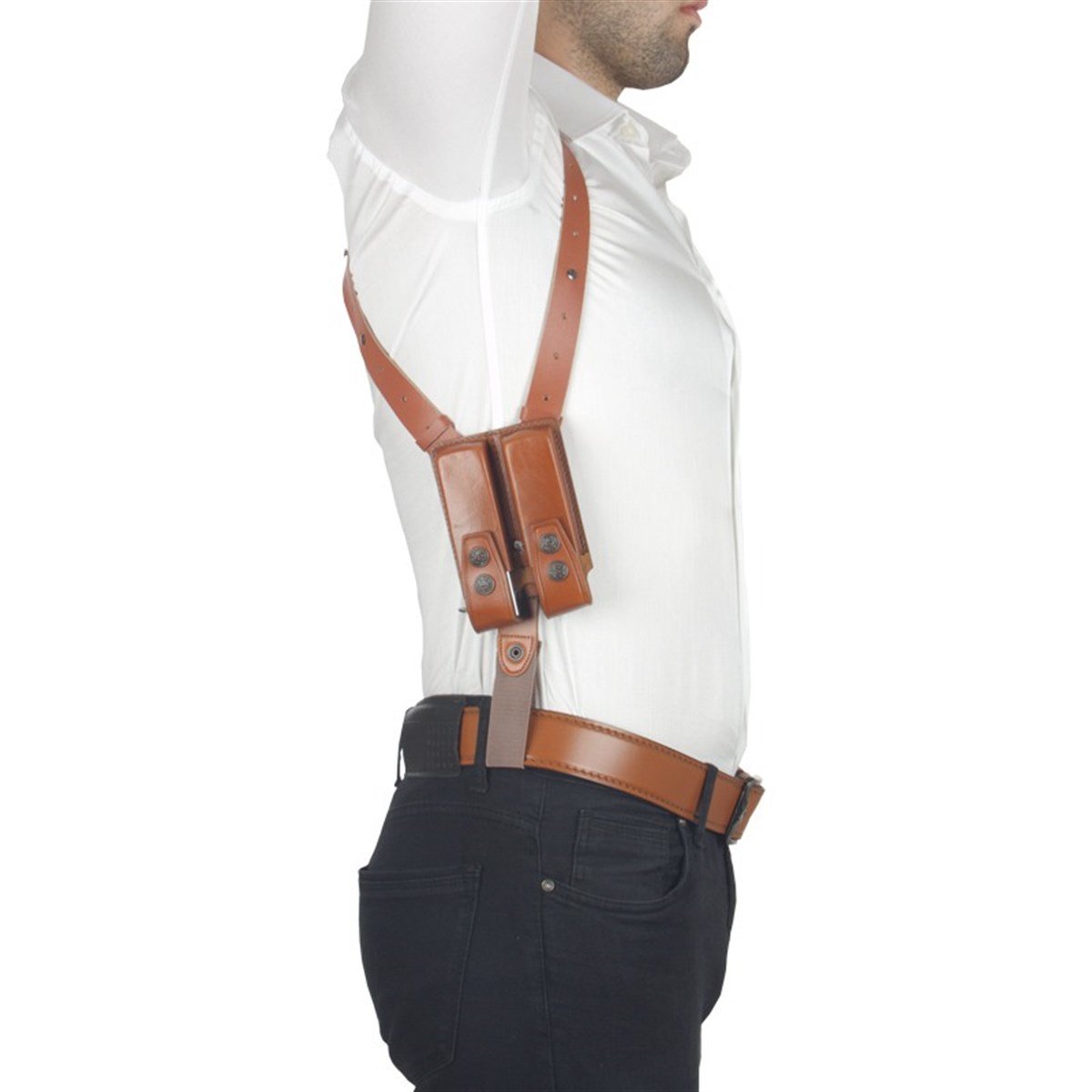 DİK DERİ KOLTUK ALTI KILIFI ÇİFT ŞARJÖRLÜKLÜ TABA - UNİVERSAL