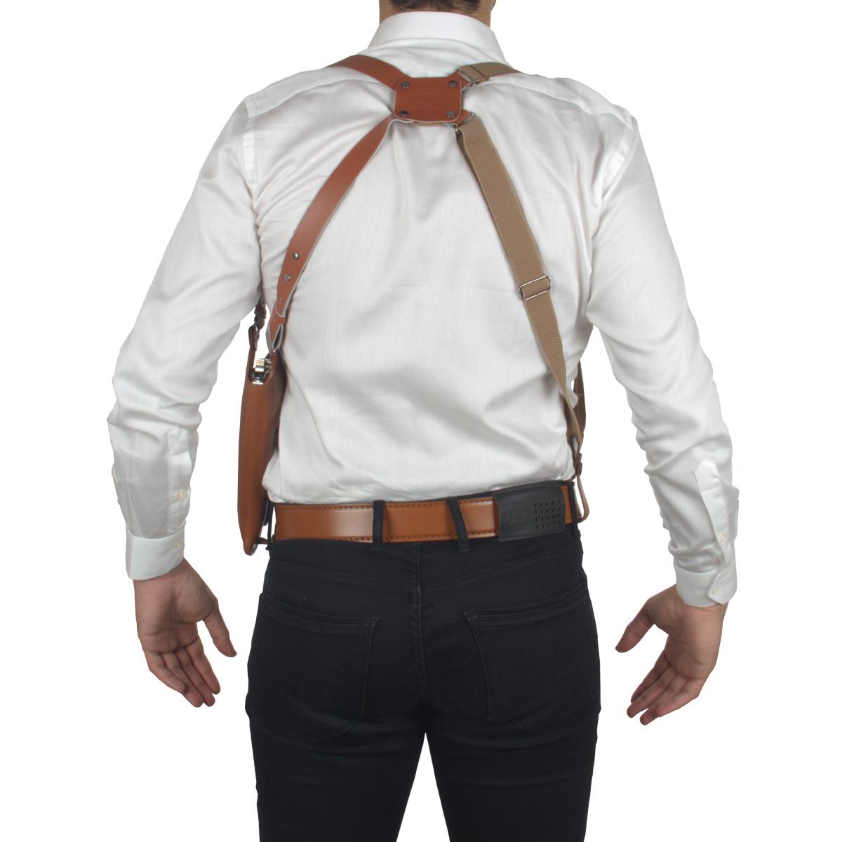 Dik Desenli Deri Koltuk Altı Tabanca Kılıfı Taba-Universal