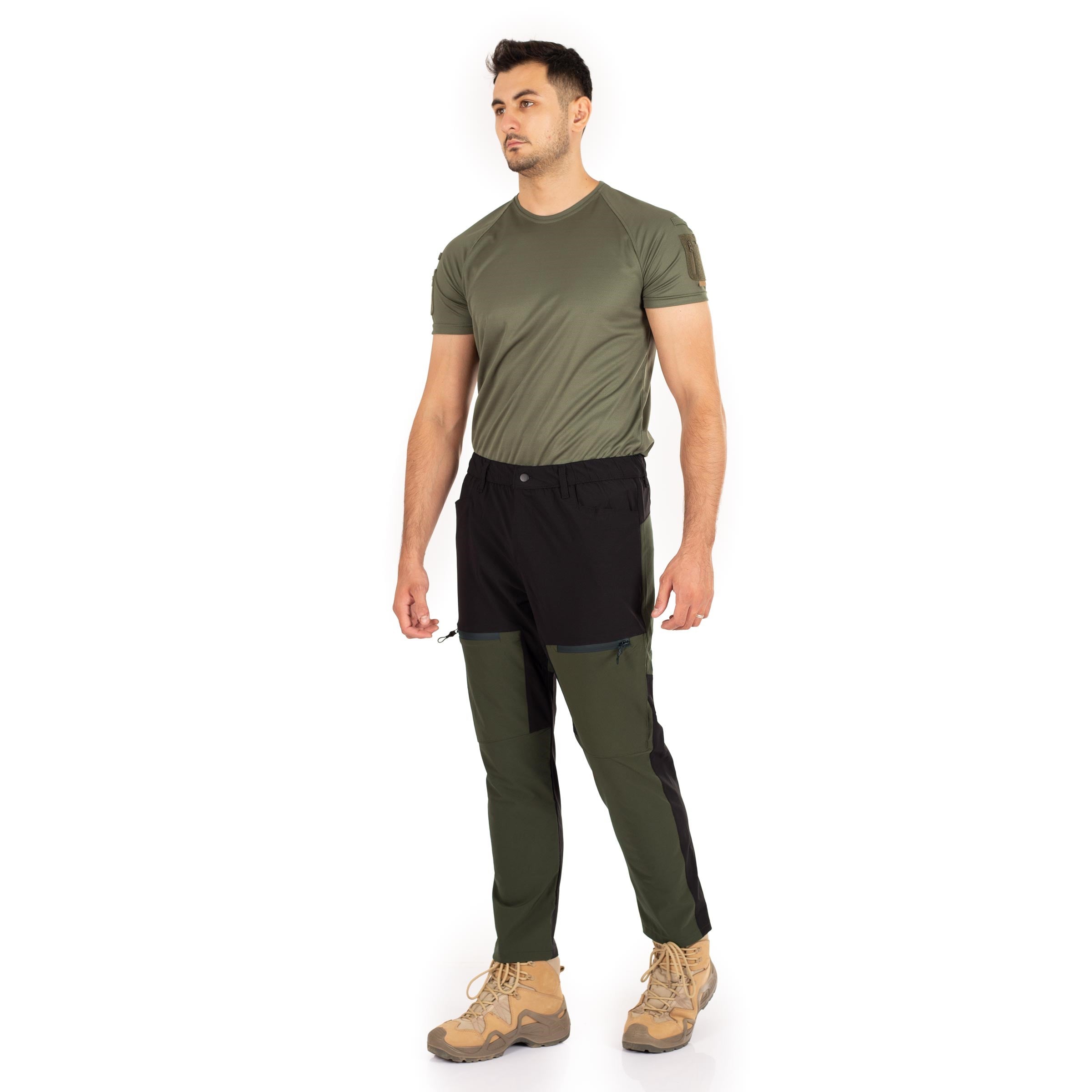 Dual Flex Taktik Pantolon Likralı Esnek Haki-Siyah