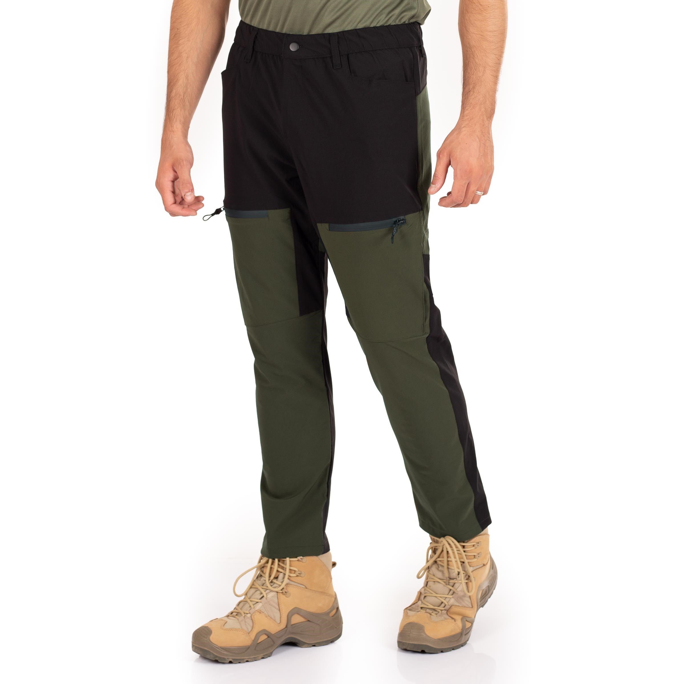Dual Flex Taktik Pantolon Likralı Esnek Haki-Siyah