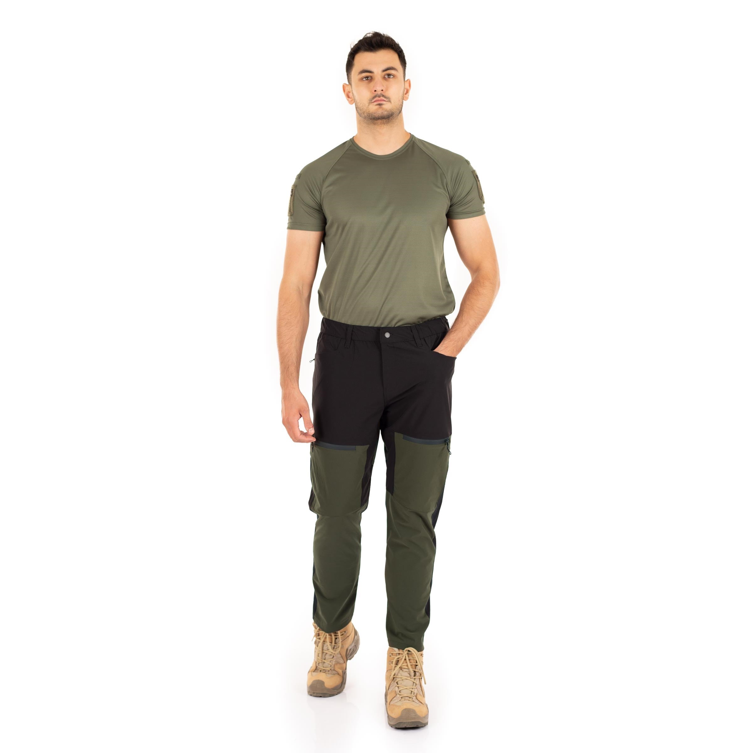 Dual Flex Taktik Pantolon Likralı Esnek Haki-Siyah