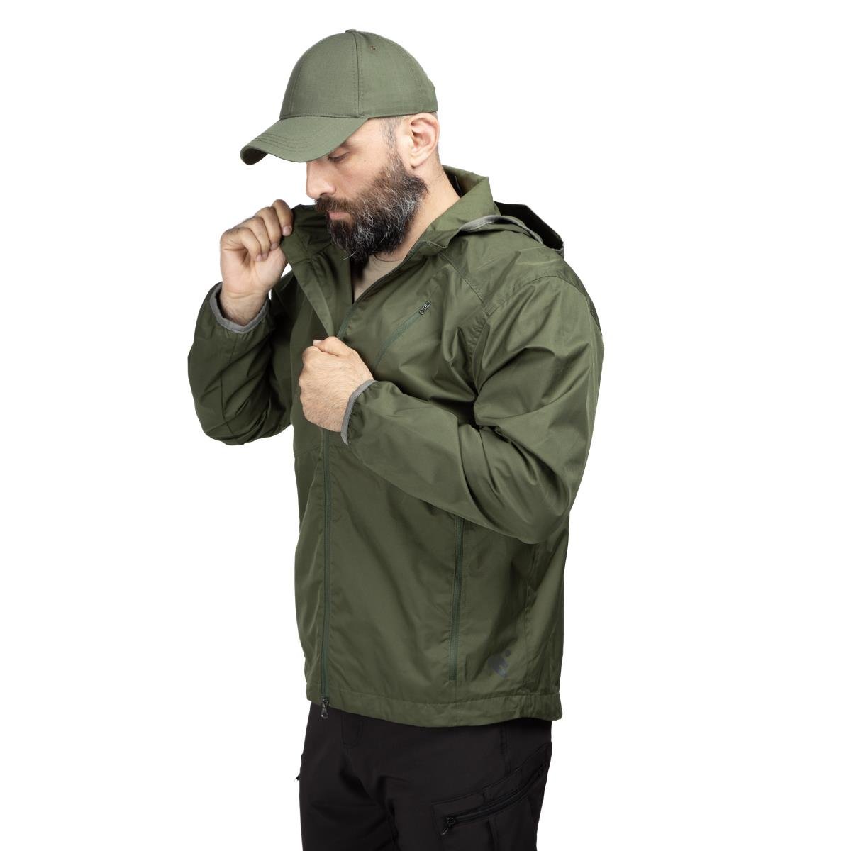 Erkek Kapüşonlu Outdoor Rüzgarlık Haki