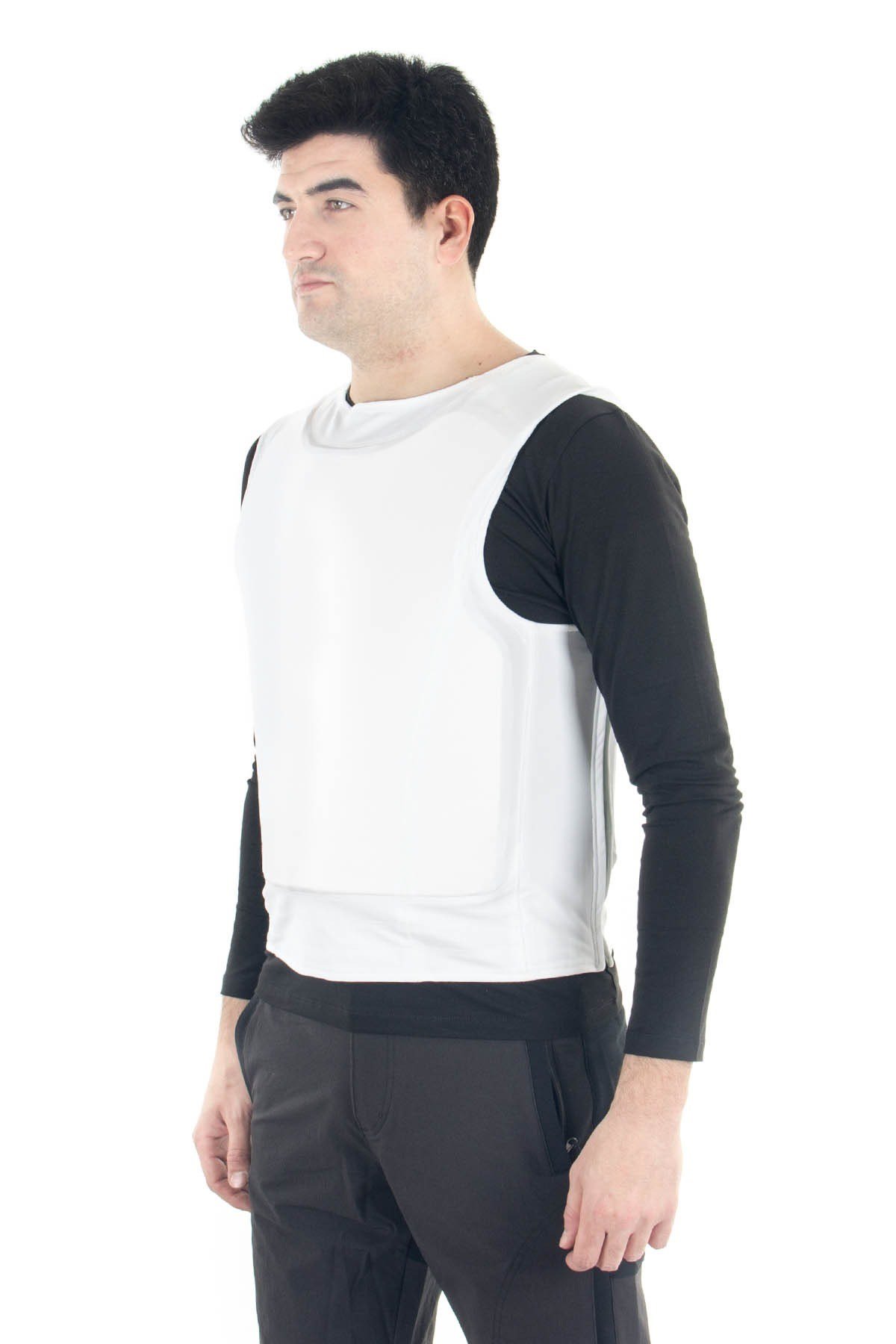 Gizli Çelik Yelek Tam Boy-Kalın Askılı Seviye 3A Beyaz