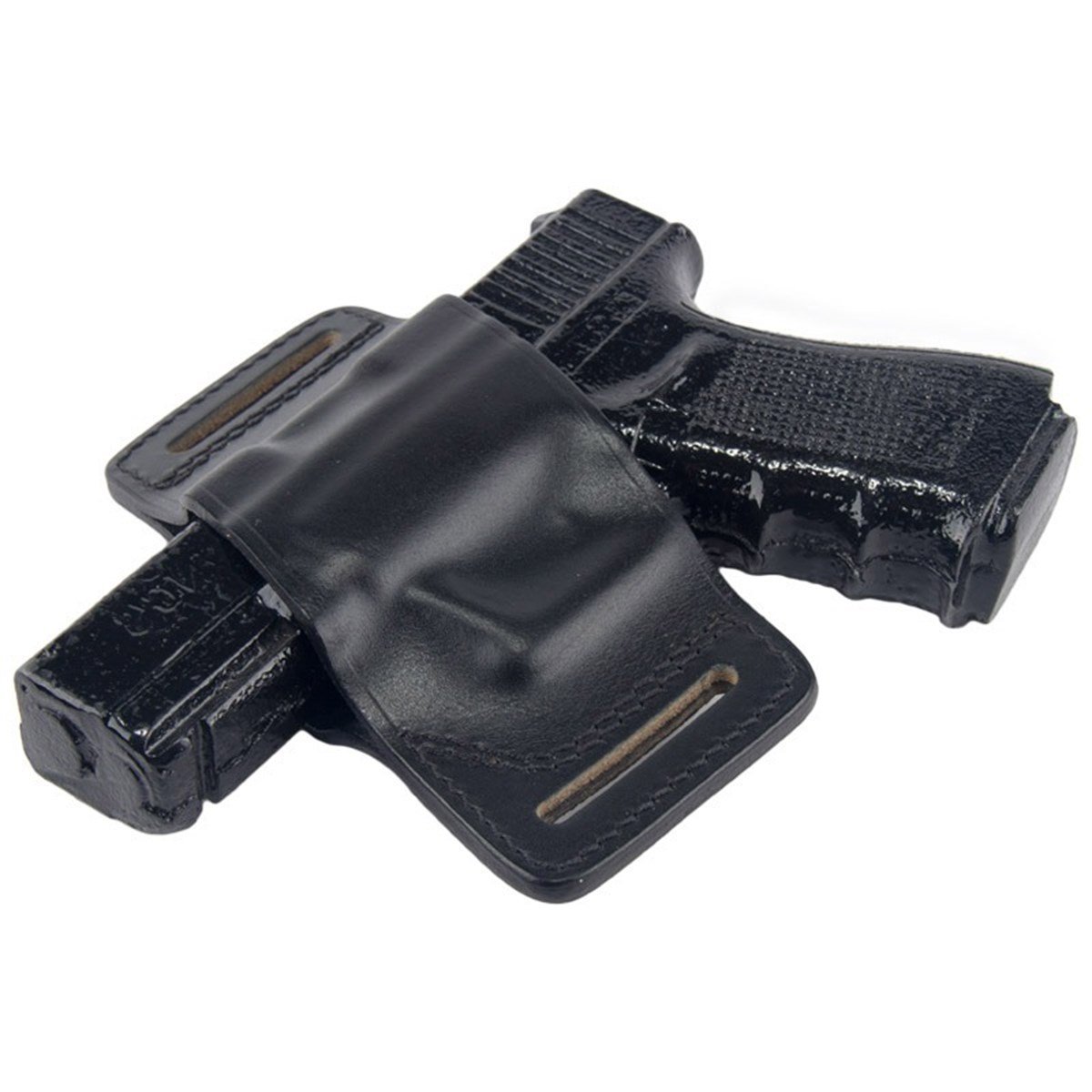 Glock Deri Silah Kılıfı Yarım Kelebek Atkısız Siyah SOL EL