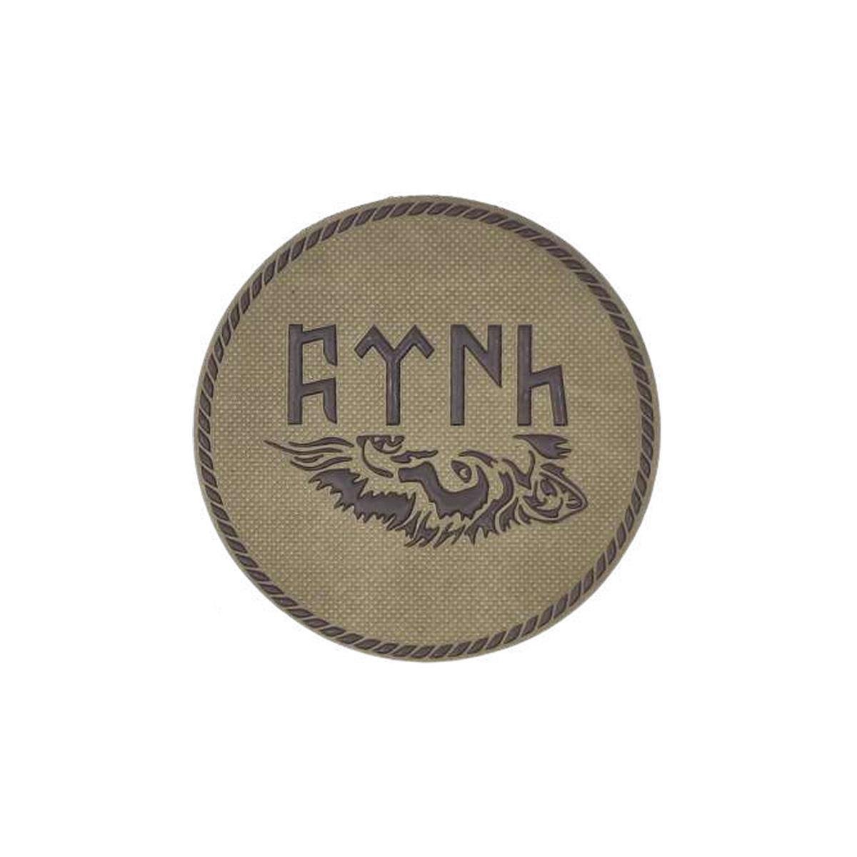 Göktürkçe Türk Yazılı ve Kurt Silüetli Çöl Rengi Patch 3D