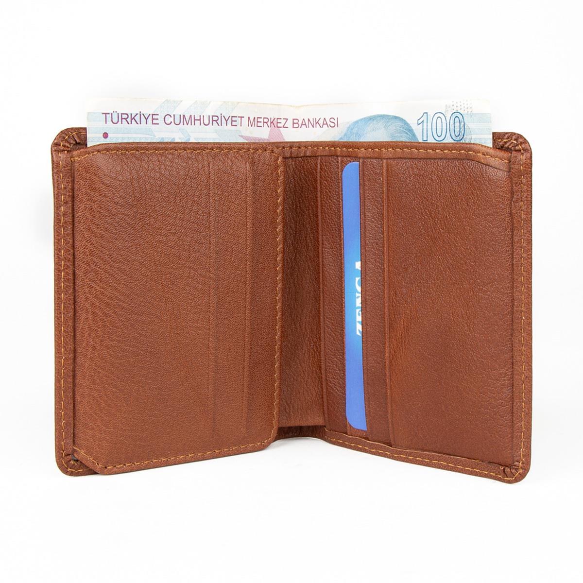 Hakiki Deri Klasik Model Mini Rozetli Jandarma Cüzdanı Taba