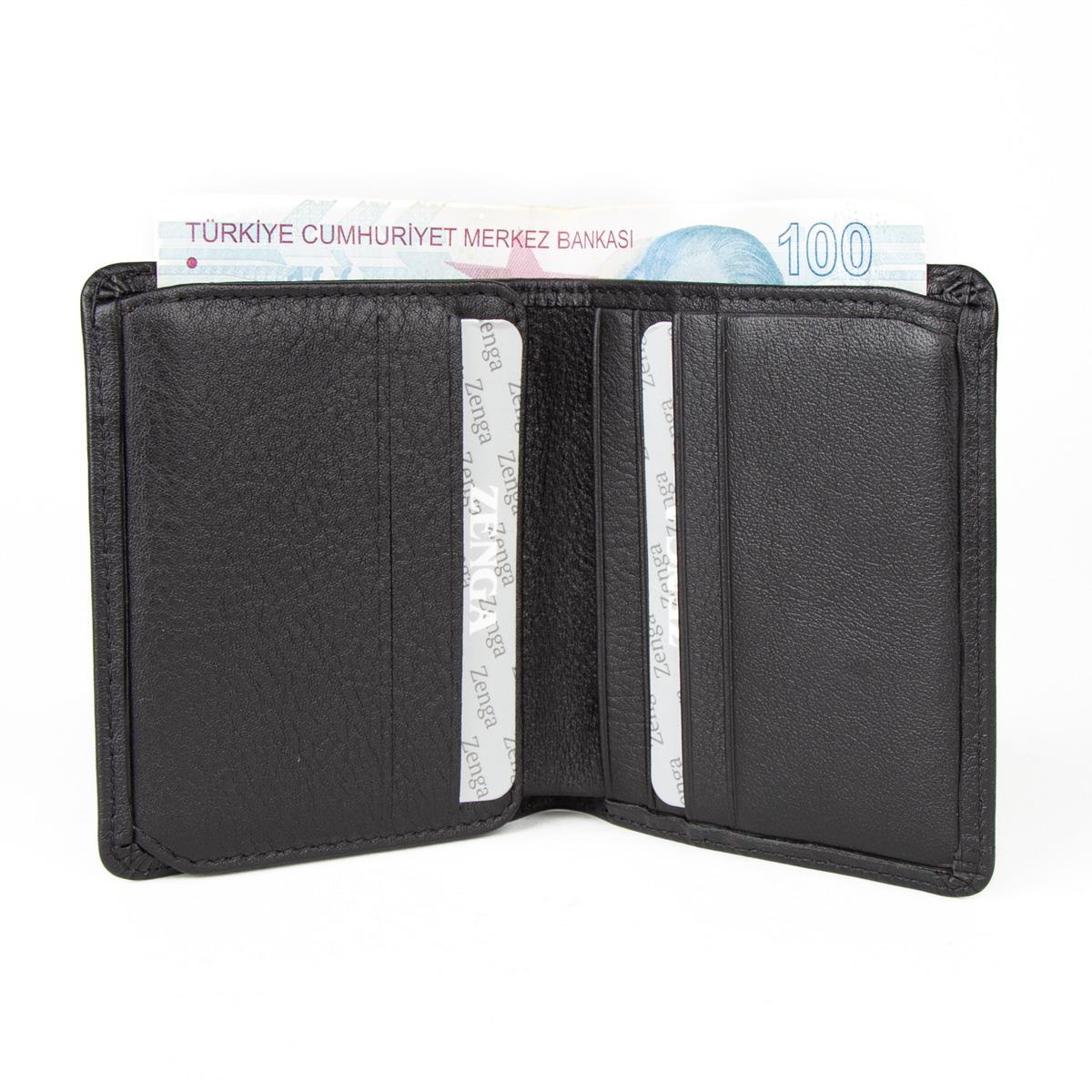 Hakiki Deri Klasik Model Mini Rozetli Uzman Çavuş Cüzdanı Siyah