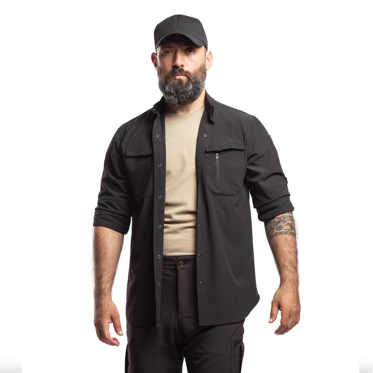 HoverGym Flexible Hafif Taktik Gömlek - Siyah 