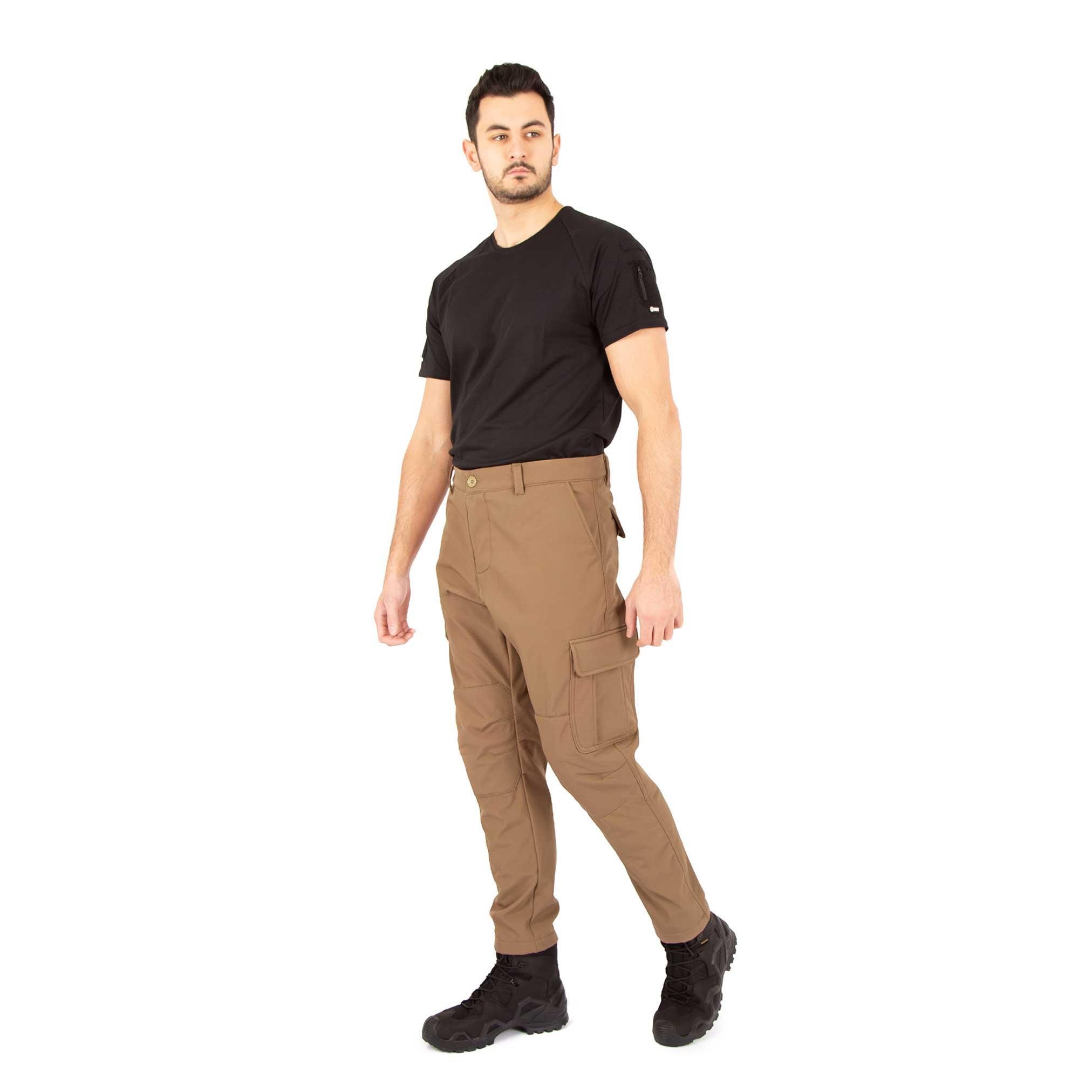 İçi Polarlı Su Geçirmez Softshell Taktik Pantolon - Çöl Rengi