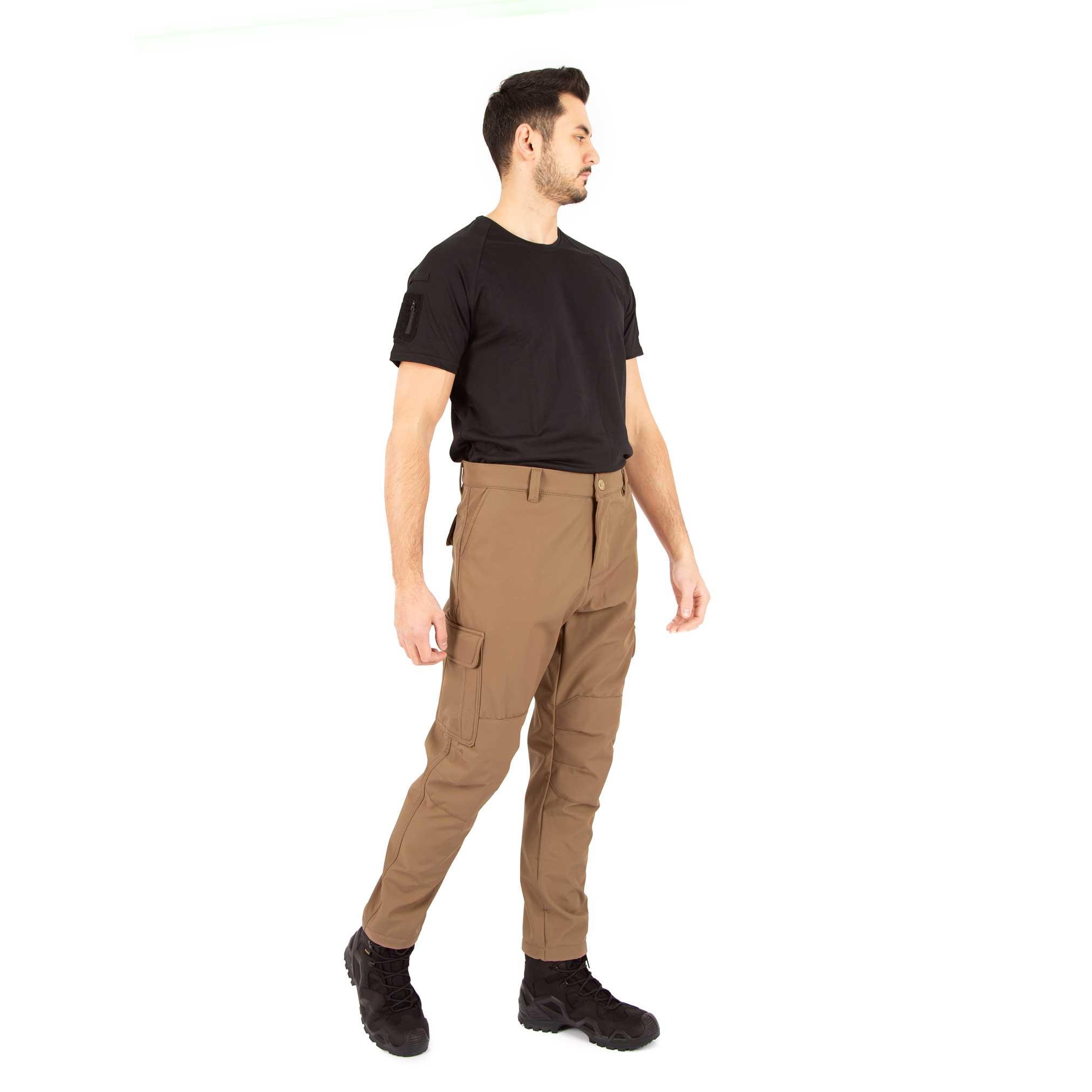 İçi Polarlı Su Geçirmez Softshell Taktik Pantolon - Çöl Rengi