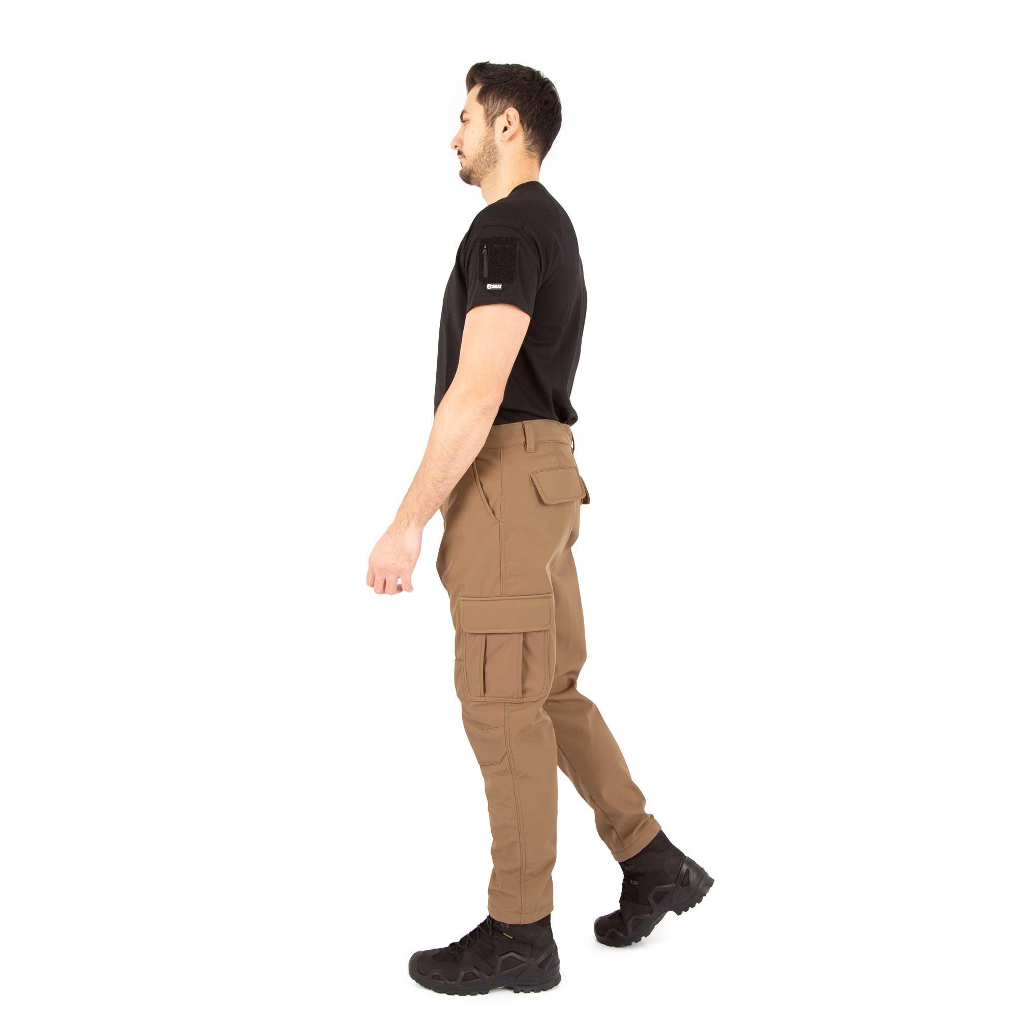 İçi Polarlı Su Geçirmez Softshell Taktik Pantolon - Çöl Rengi