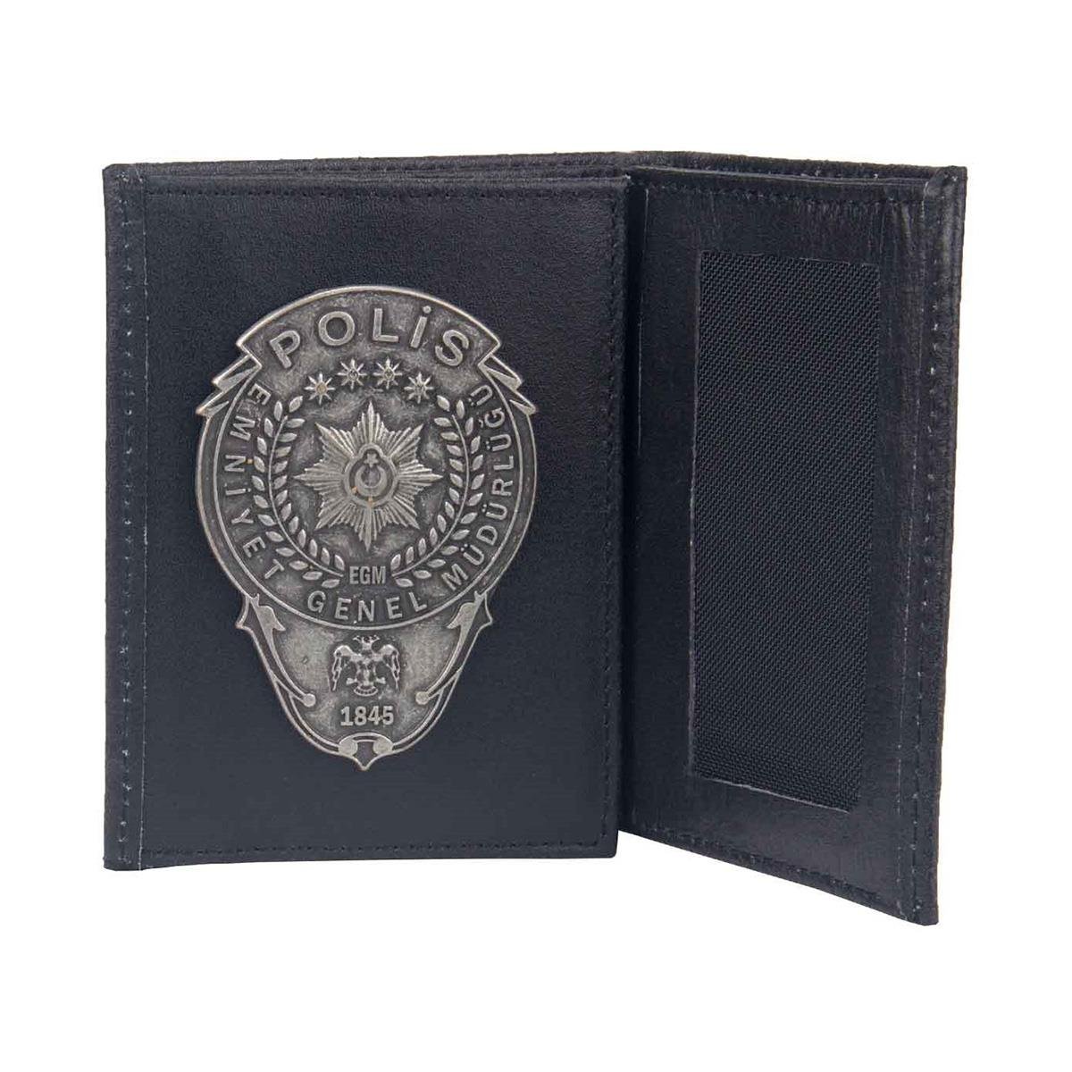 Klasik Karartmalı Polis Rozetli Cüzdan