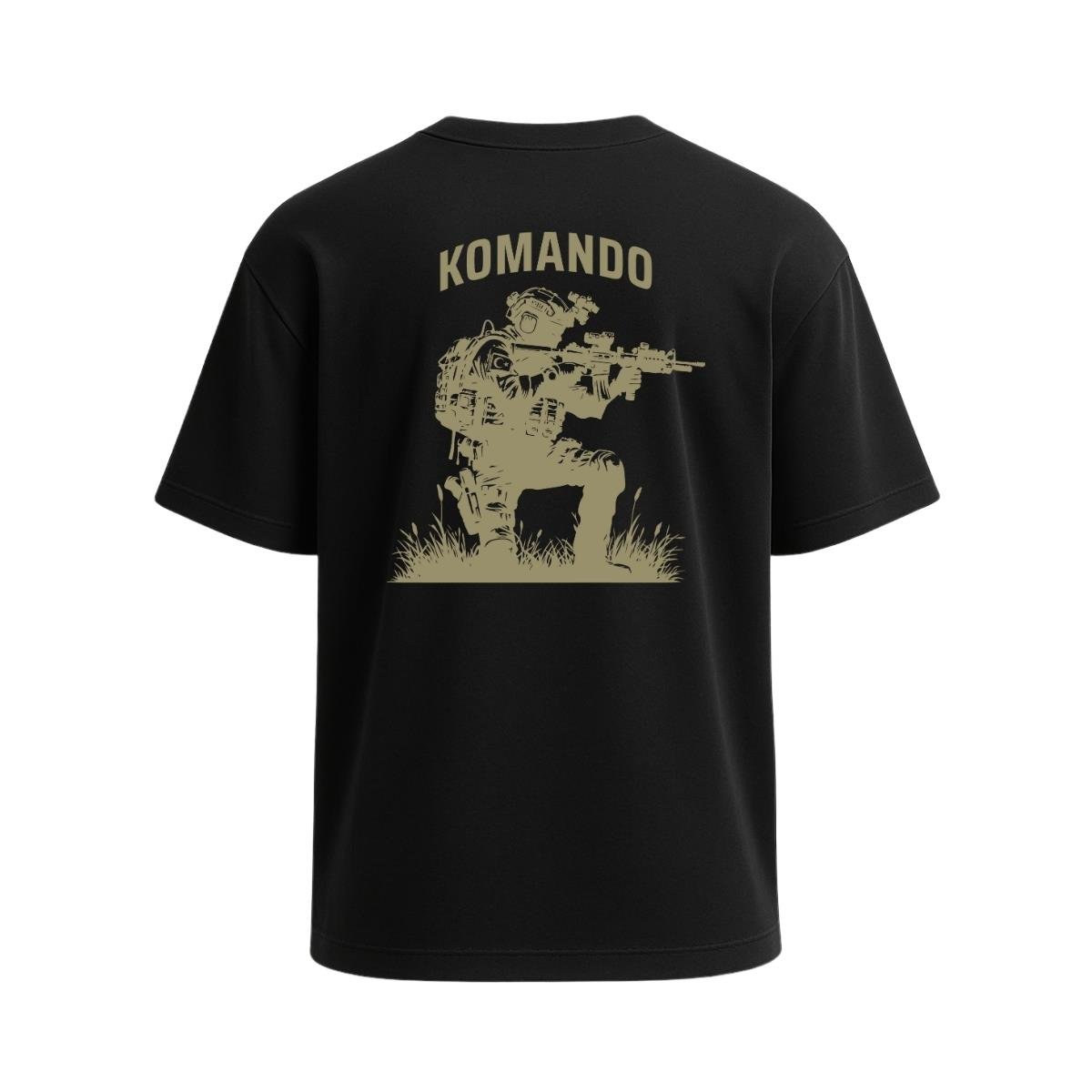 Komando Sırt Baskılı Tişört Siyah