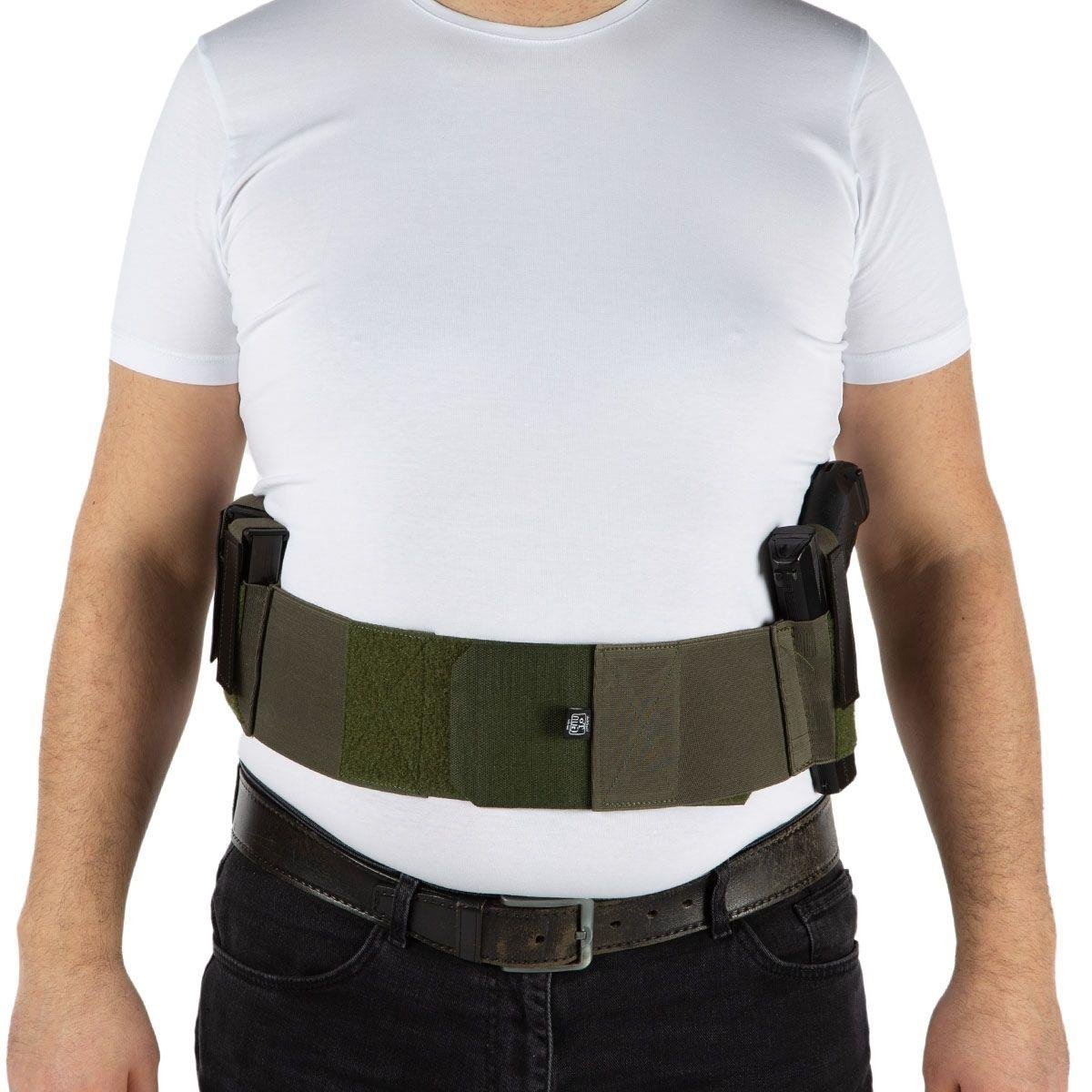 Korse Tabanca Kılıfı Çift Şarjörlüklü ve Kelepçelikli Haki Sol El