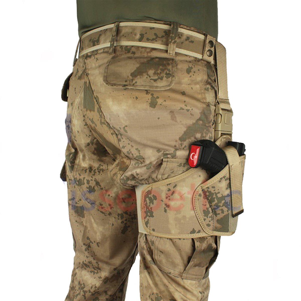 Kurusıkı Tabanca Kılıfı Universal Model Fırtına Bacak Kılıfı Jandarma Kamuflaj