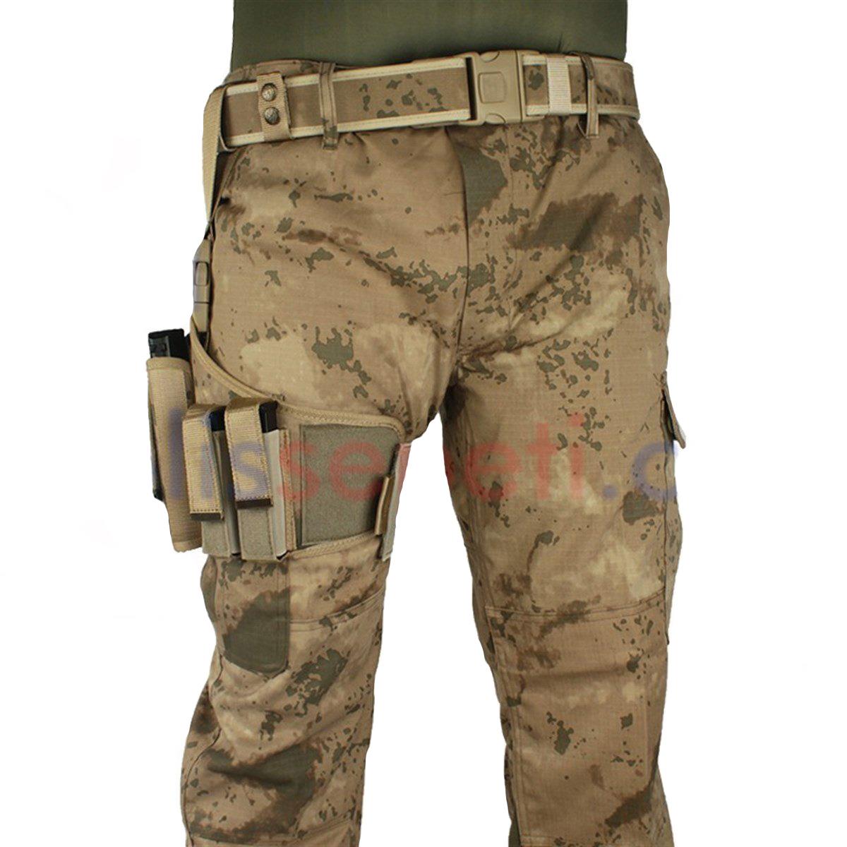 Kurusıkı Tabanca Kılıfı Universal Model Fırtına Bacak Kılıfı Jandarma Kamuflaj