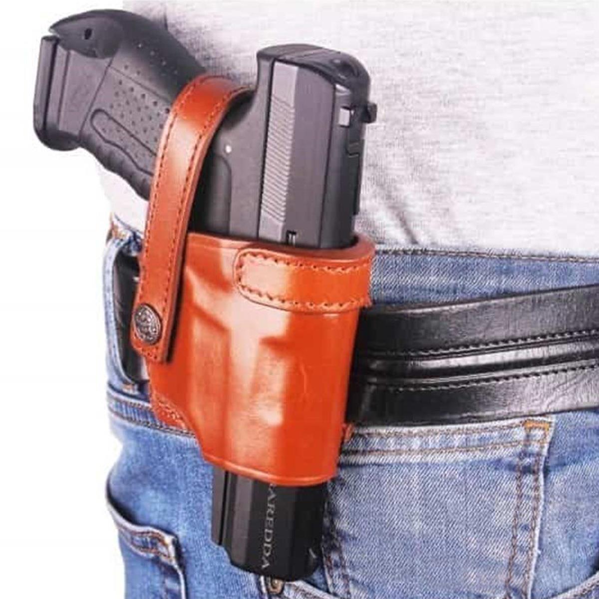 Kurusıkı Tabanca Kılıfı Universal Model Spor Deri Kılıf Taba