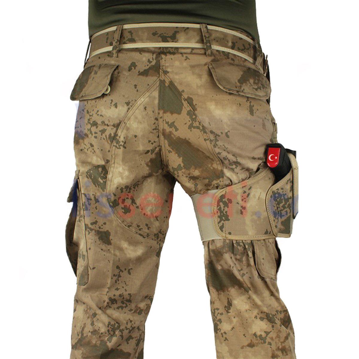 Kurusıkı Tabanca Kılıfı Universal Model Fırtına Bacak Kılıfı Jandarma Kamuflaj