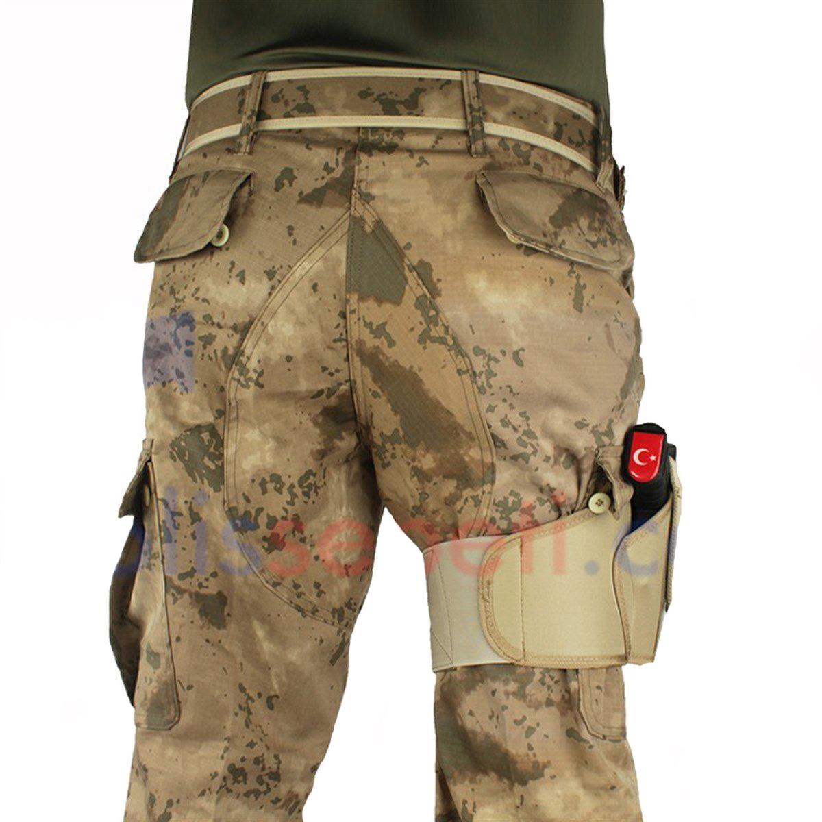 Kurusıkı Tabanca Kılıfı Universal Model Fırtına Bacak Kılıfı Çöl Rengi