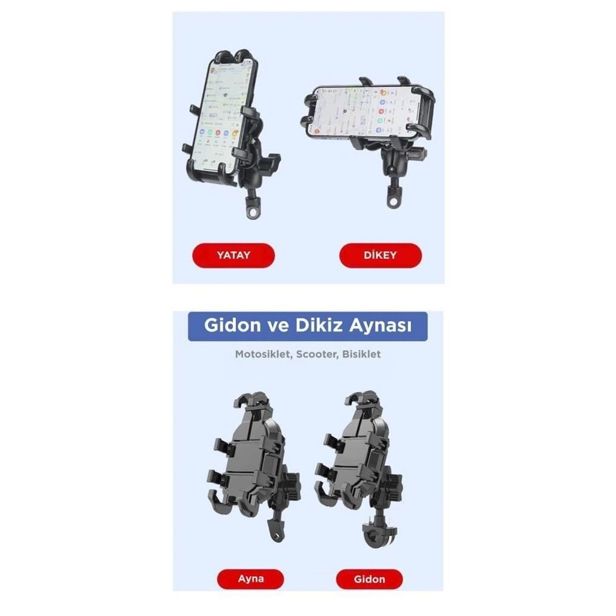 Motosiklet Telefon Tutucu Gidon Bağlantılı Titreşim Önleyici