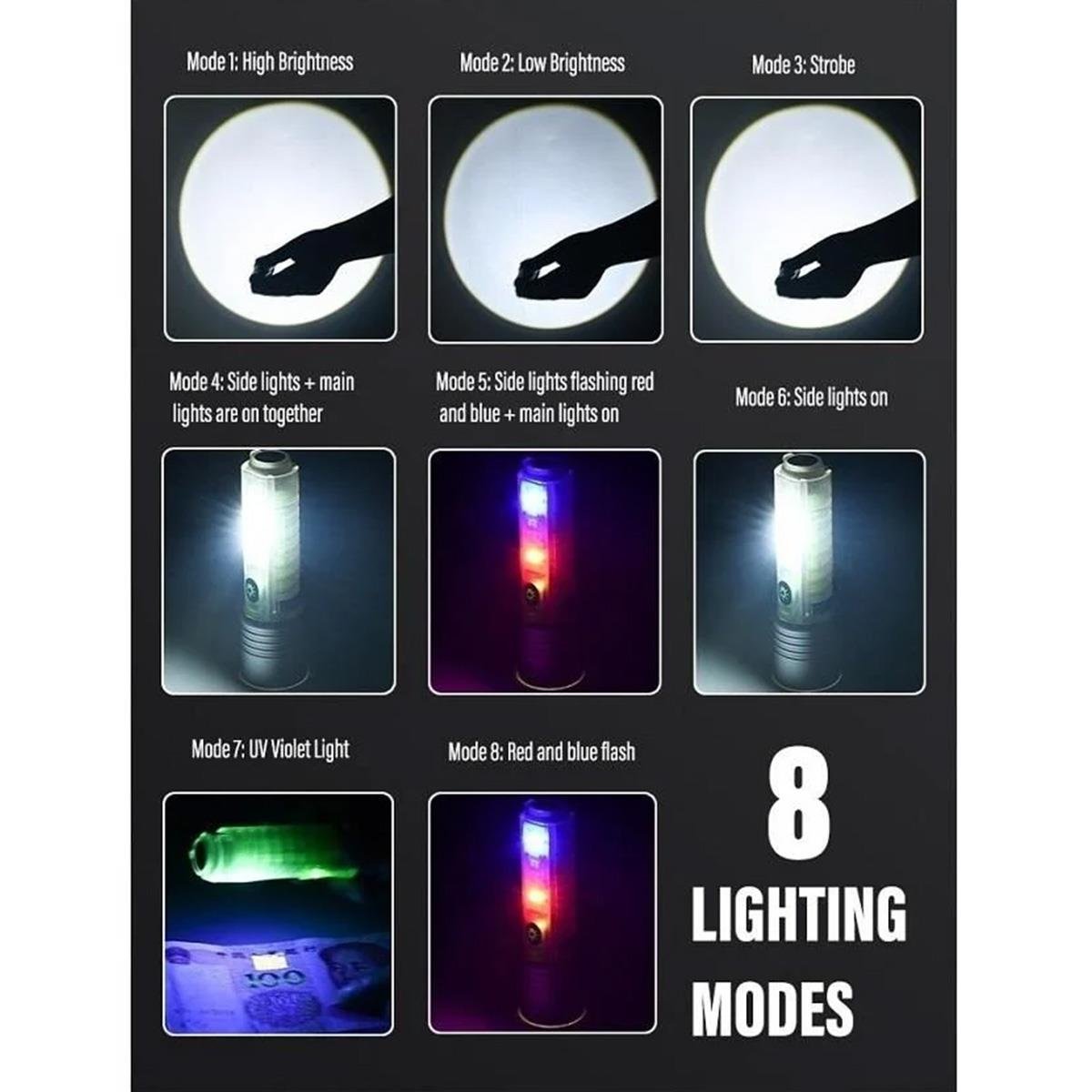 Powerdex Şarjlı Su Geçirmez Çakarlı Polis El Feneri