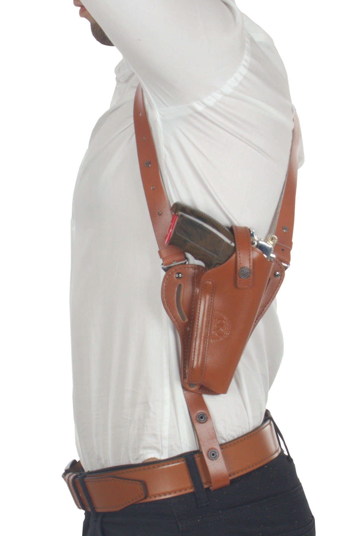 Profesyonel Deri Koltuk altı Silah Kılıfı Taba-Universal