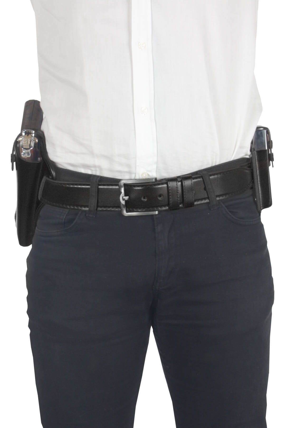 Profesyonel Deri Koltukaltı Silah Kılıfı (Tüm Tabancalar İçin) Çift Şarjörlü Siyah