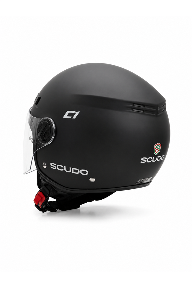 Scudo C1 Open Face Çene Açık Motosiklet Kaskı Ece 22.06 Sertifikalı Mat Siyah
