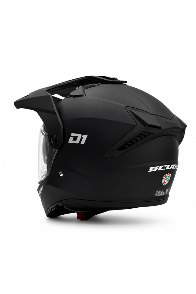 Scudo D1 Güneş Vizörlü Ece 22.06 Sertifikalı Enduro Motosiklet Kaskı Mat Siyah