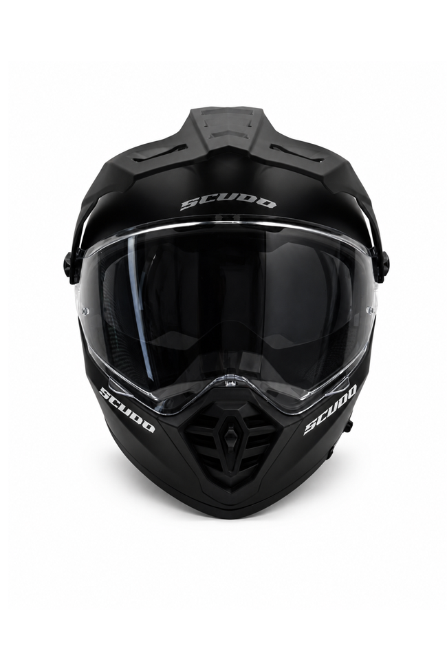 Scudo D1 Güneş Vizörlü Ece 22.06 Sertifikalı Enduro Motosiklet Kaskı Mat Siyah