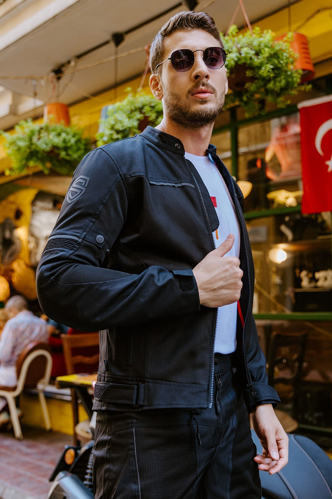 Scudo Milano Siyah Yazlık Fileli Erkek Motosiklet Montu