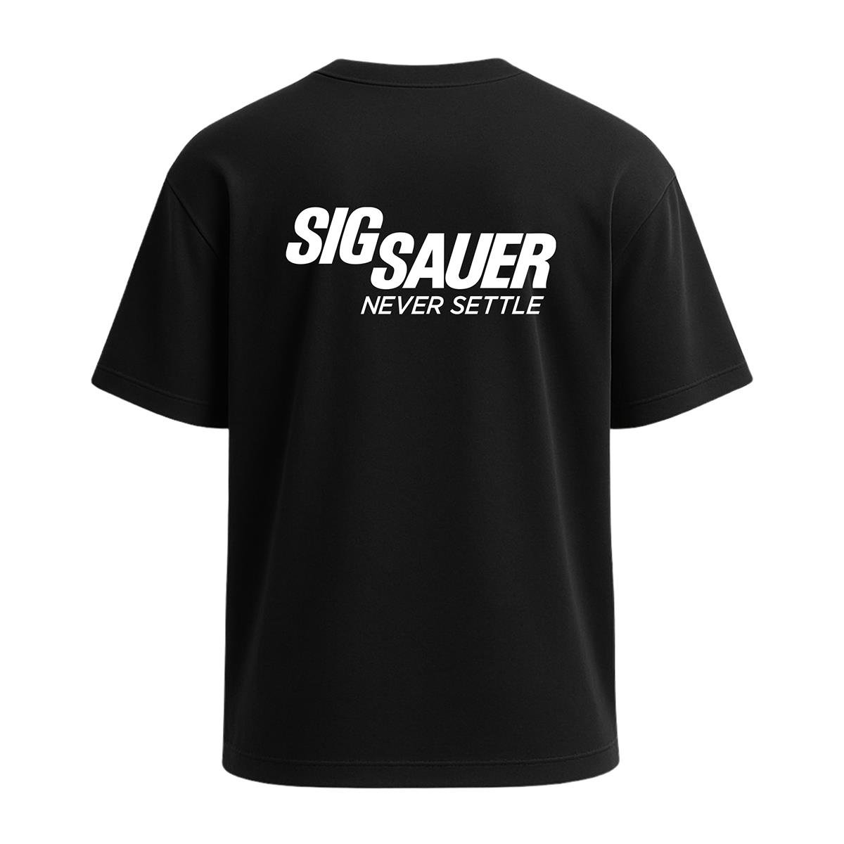 Sig Sauer Never Settle Sırt Baskılı Tişört Siyah